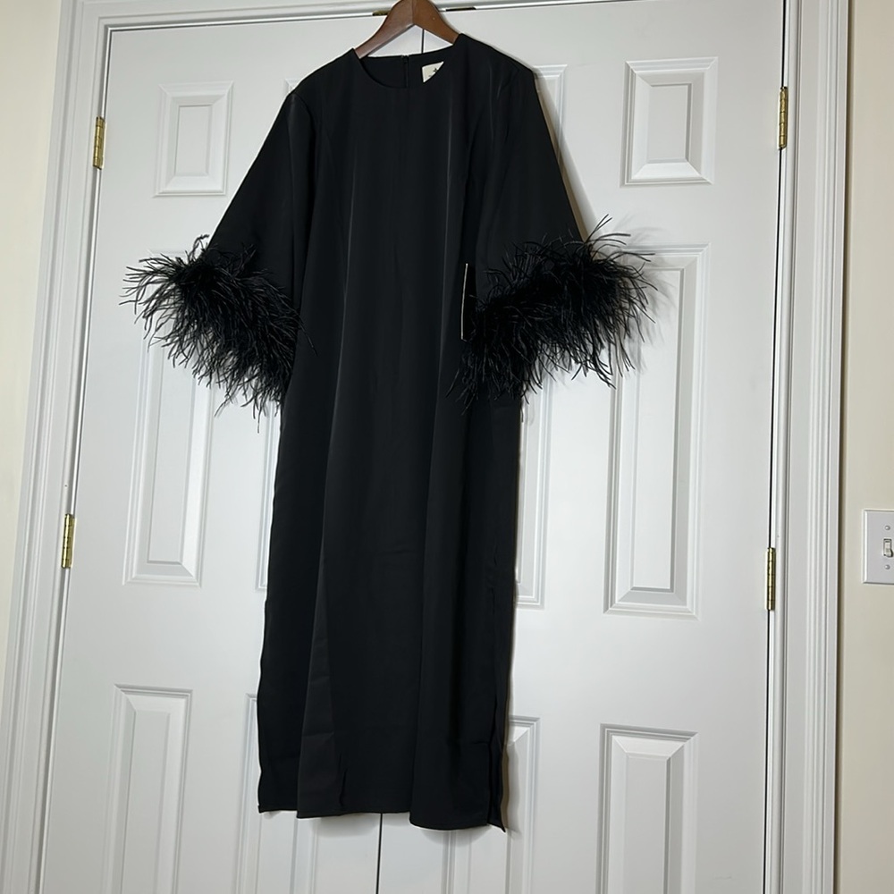 Tuckernuck NEW Black Feather Jamie Formal 3/4 Sleeve Maxi Dress Size XL - Picture 8 of 12